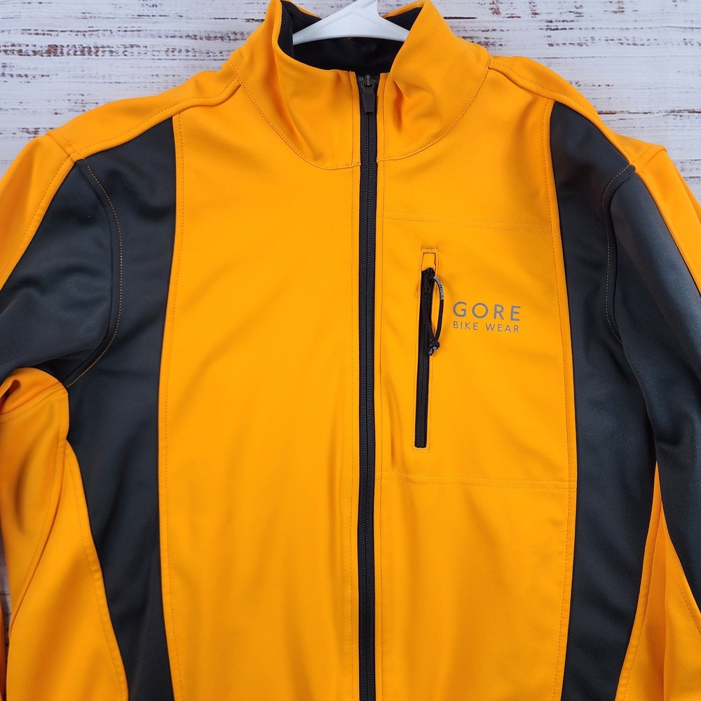 Gore Bike Wear Mens XL Cycling Jacket Orange Black Windstopper Contest Softshell